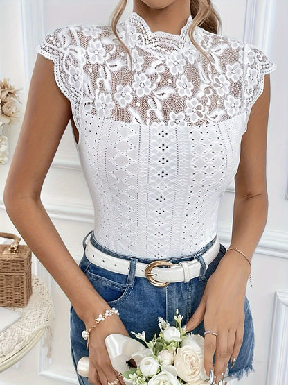 Variant image for Dam Festtopp Kortärmad Blommig Slimmad Pullover i Lätt Tyg-1
