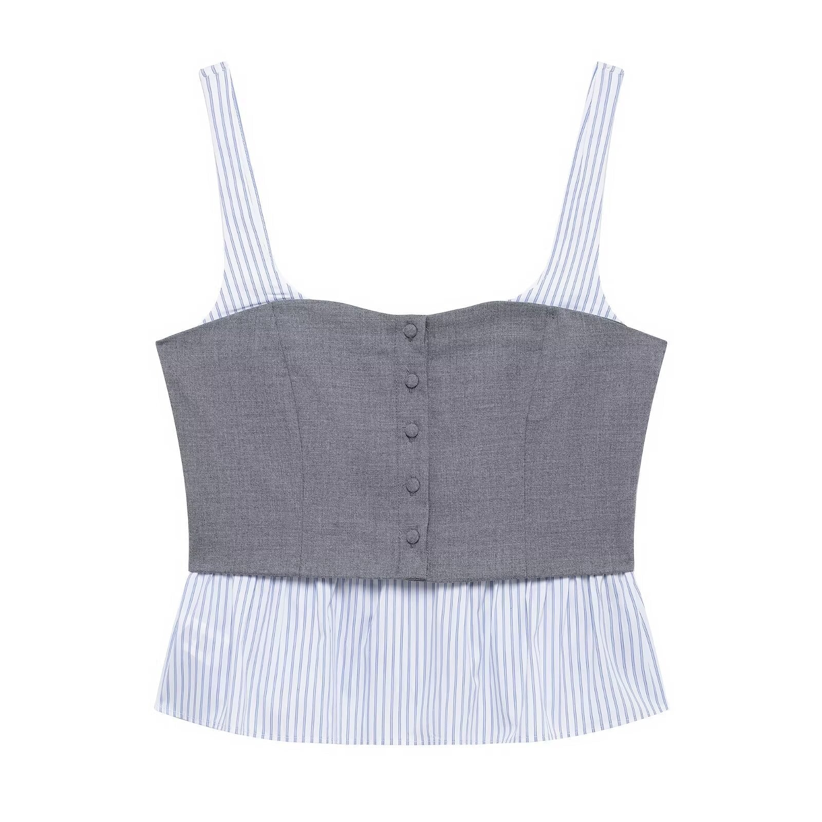 Kvinnors Mini Kjol Set Axelremmar Randig Polyester-1