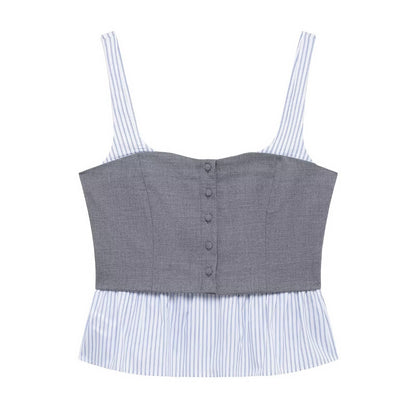 Kvinnors Mini Kjol Set Axelremmar Randig Polyester-1