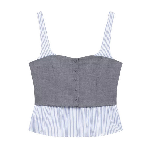 Kvinnors Mini Kjol Set Axelremmar Randig Polyester-1