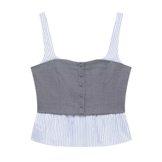 Kvinnors Mini Kjol Set Axelremmar Randig Polyester-1