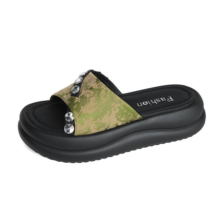 Kvinnors Pantoletter Kamouflage Design Syntetisk med Strass 7