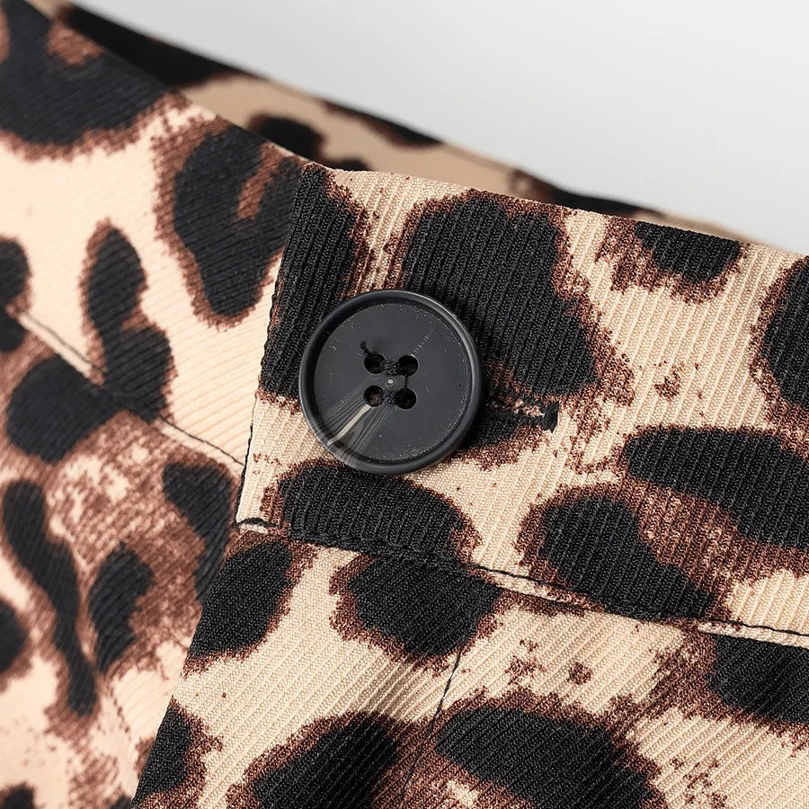 Kvinnors Byxor Hög Midja Leo-mönster Andningsbart Tyg 4