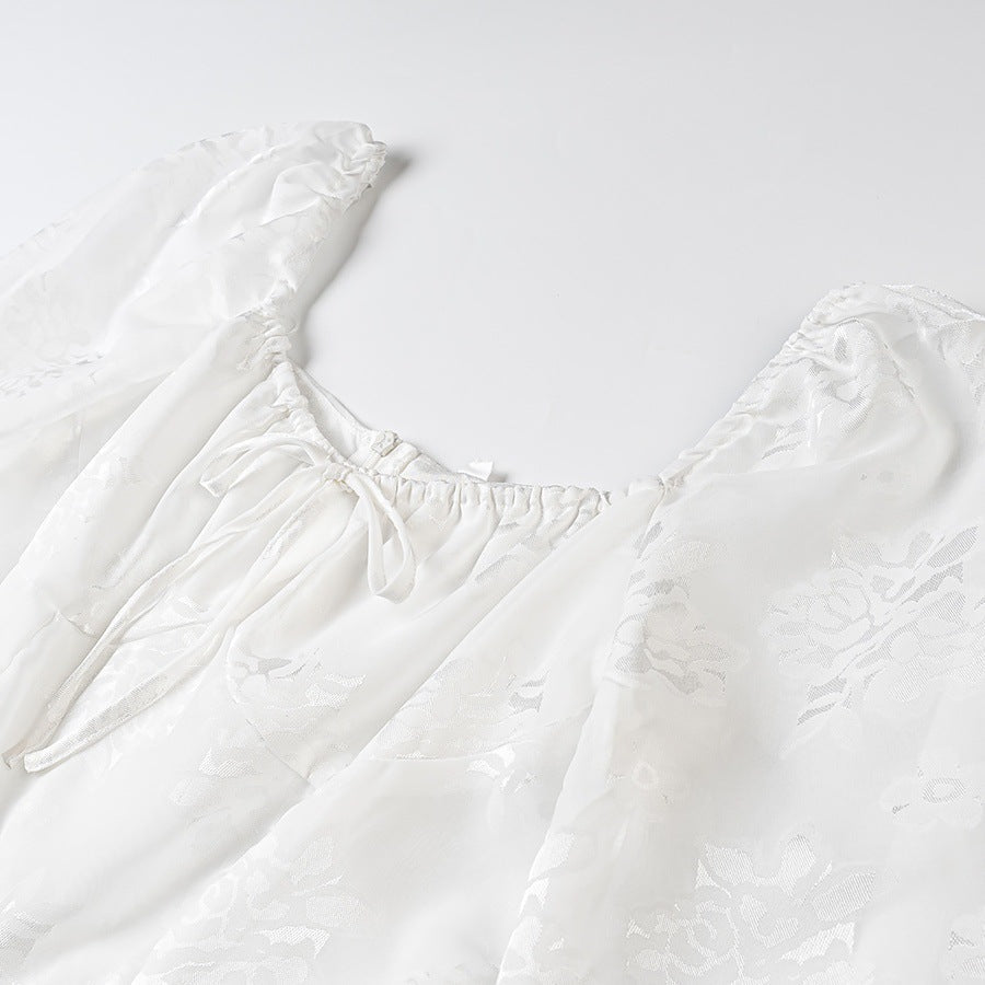 Damklänning A-linje Voluminösa Ärmar Andningsbart Material-3