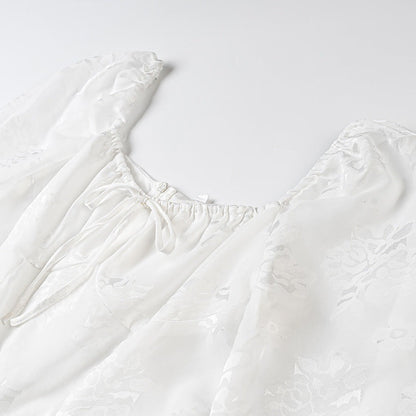 Damklänning A-linje Voluminösa Ärmar Andningsbart Material-3