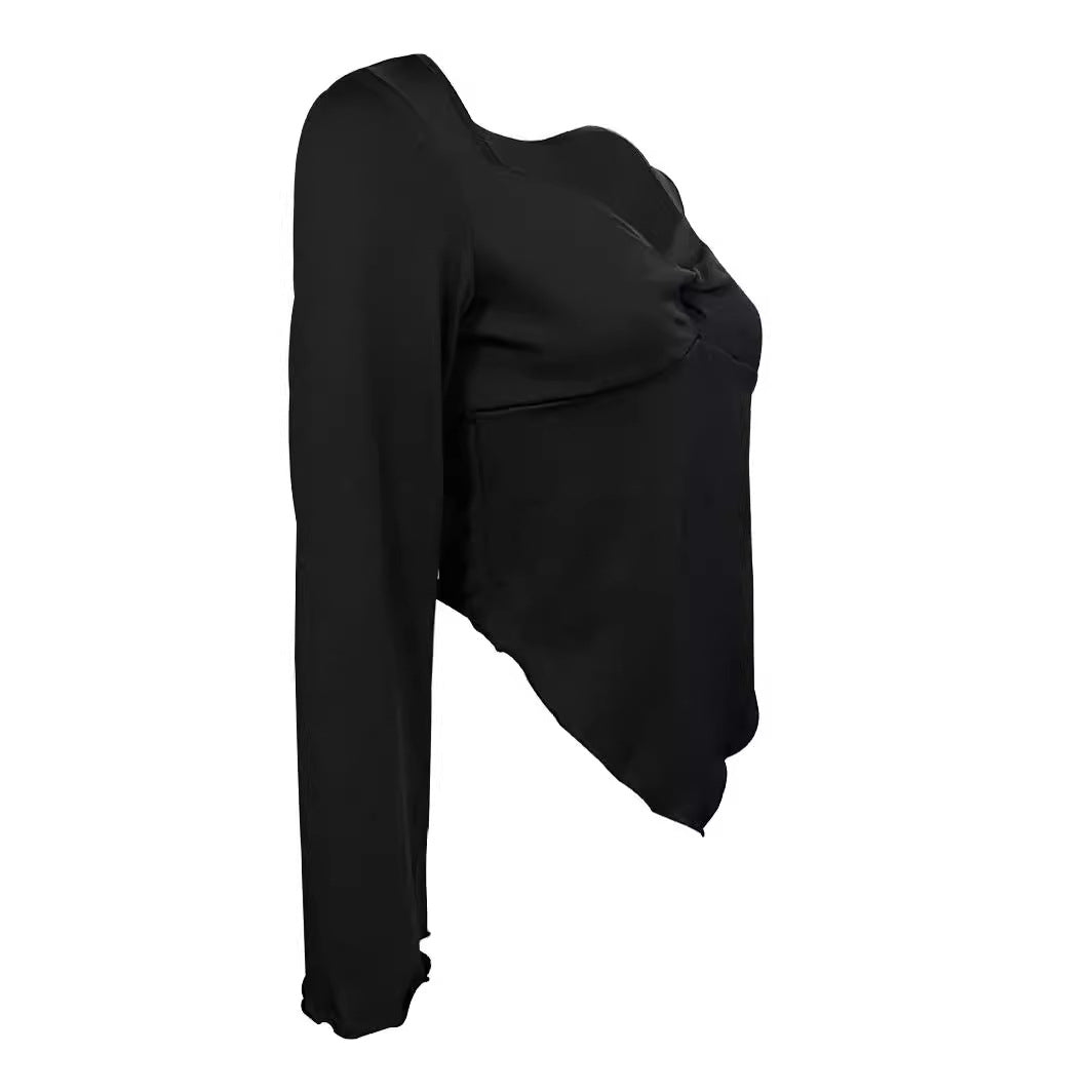 Dam Festtopp med Utställda Ärmar i Polyester-4