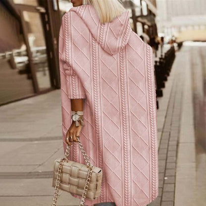 Lång Kofta Dam med Huva – Stickad Cardigan i Mjuk Fiber för Bekväm och Elegant Stil 9