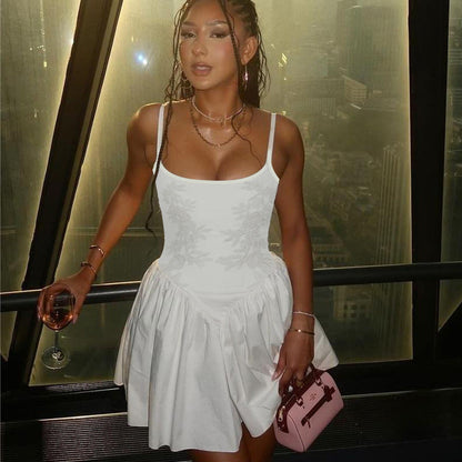 Svart Glittrig Miniklänning med Bustier Topp och Voluminös Kjol – Elegant Festklänning för Kvinnor 5