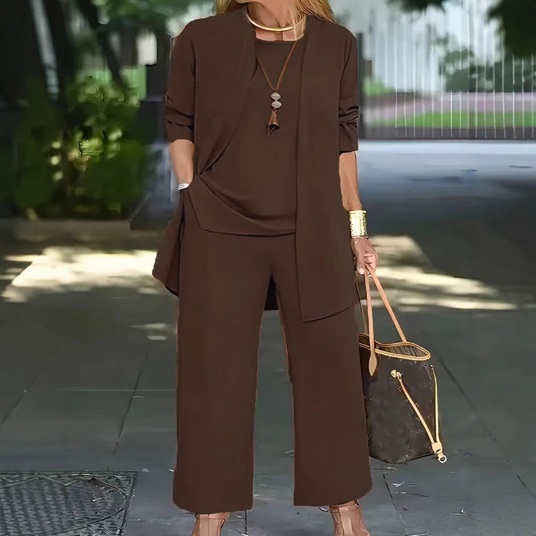 Dam Långärmad Kofta Väst Polyester Avslappnad Stil-4