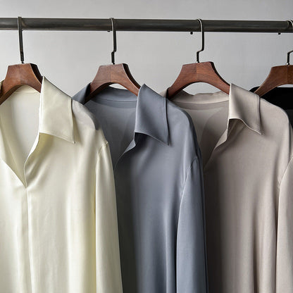 Dam Skjorta Rak Passform Silkeslen Polyester-2