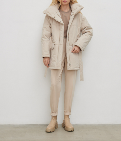 Dam Kappa Halvlång Elegant Polyester Bomull-4