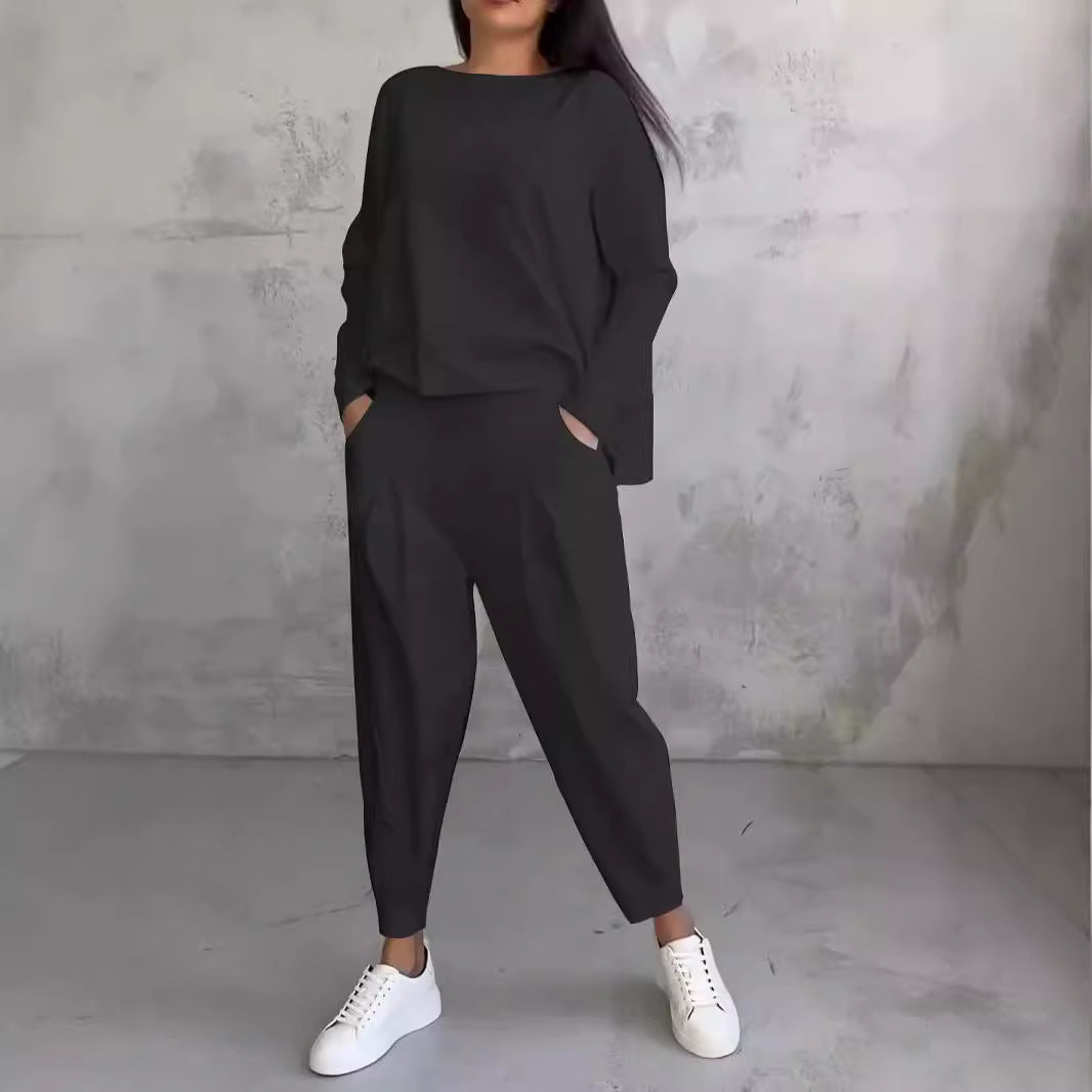 Harembyxor Dam i Urban Stil med Långärmad Topp, Polyester och Spandex, Fickor, Långa Byxor, S-5XL 2
