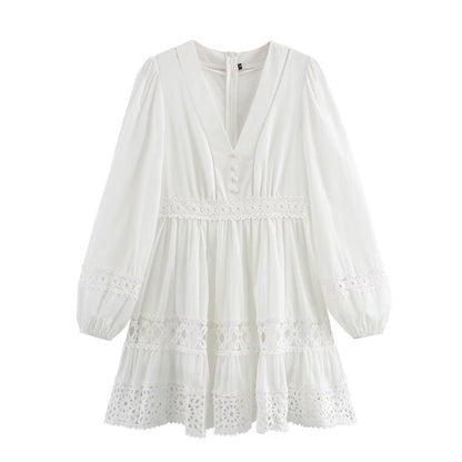 Variant image for Kvinna A-Line Klänning V-Ringning Viskos Patchwork-1