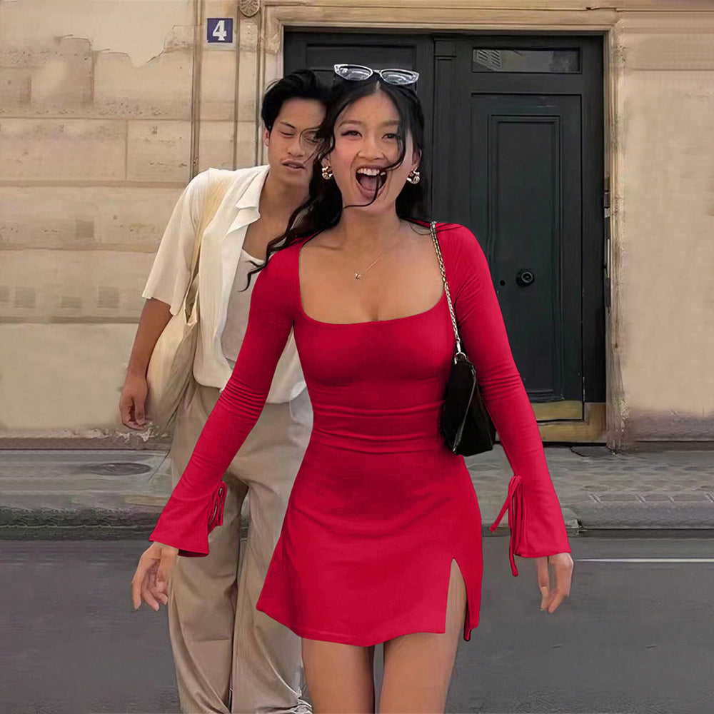 Kvinnors Kort Kjol A-Line Med Slits Högkvalitativt Tyg 3