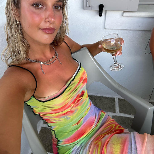 Dam Miniklänning Spaghetti Band Elastiskt Tyg-1