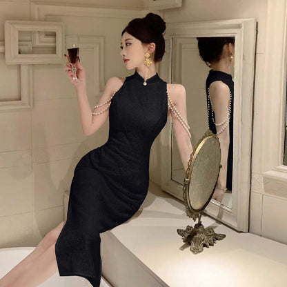Kvinnors Bodycon Klänning Spetsig Krage Polyester Elastan-4