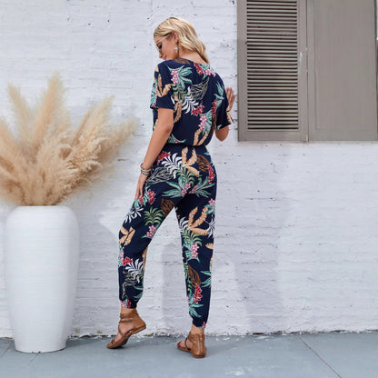 Dam Kortärmad Blus Elastisk Midja Polyester-4