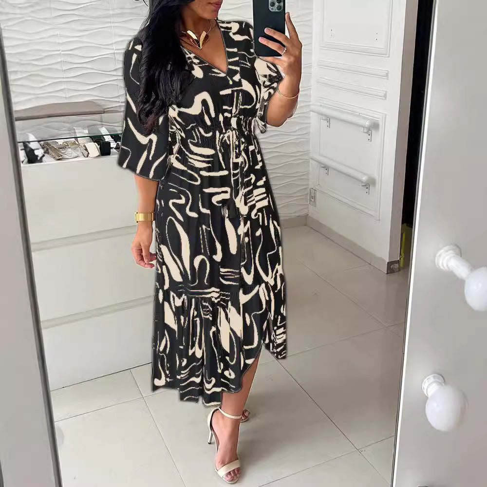 Fina Dam Klänningar Lång Klänning med Rynkade Ärmar i Polyester-4