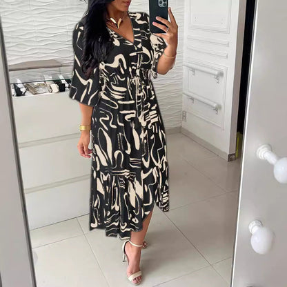 Fina Dam Klänningar Lång Klänning med Rynkade Ärmar i Polyester-4