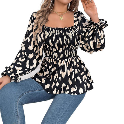 Damklänning Blommig A-Line Långärmad Chiffon-5