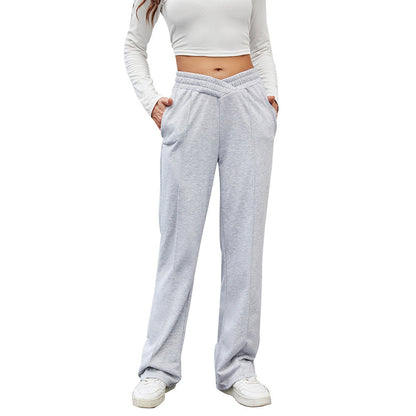 Dam Fritidsbyxor Bred Ben Elastiskt Midjeband Andningsbart Tyg-6