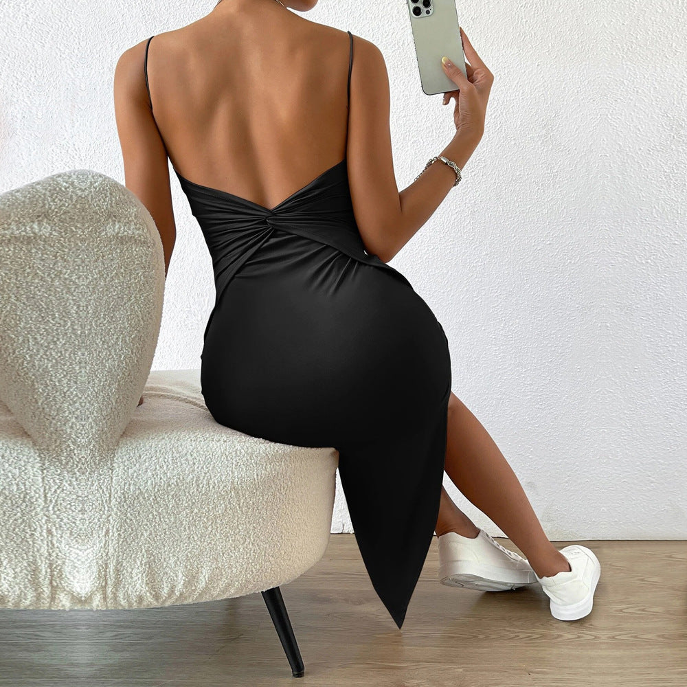 Dam Klänning Bodycon Midi Rektangulär Halsringning Polyester med Slits-2