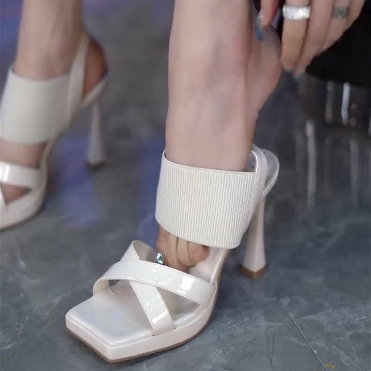 Dam Platå Sandaler Bred Rem Hög Häl Syntetisk 9