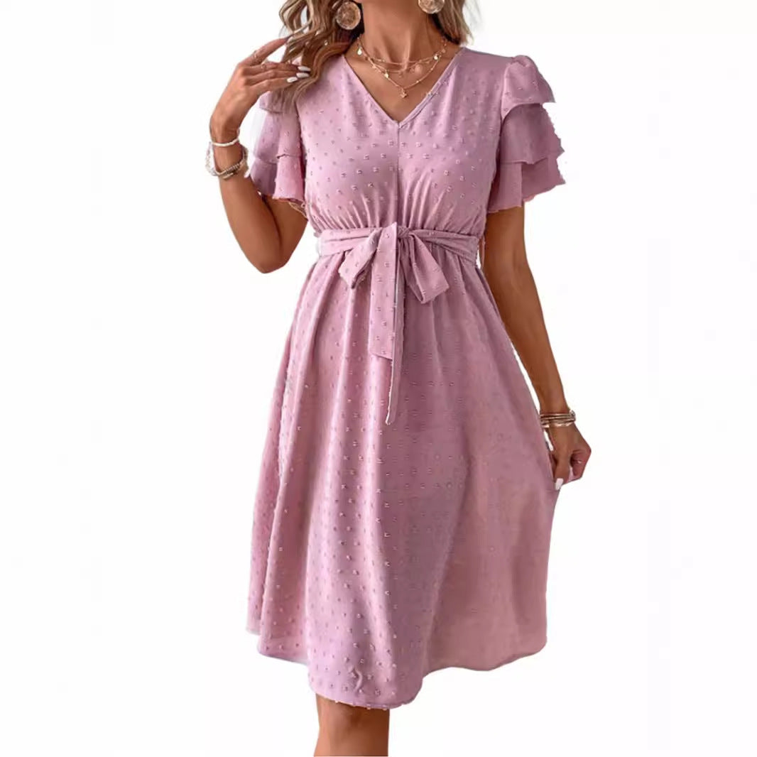 Kvinnors A-linjeformad Klänning Polka Dots Chiffong-6