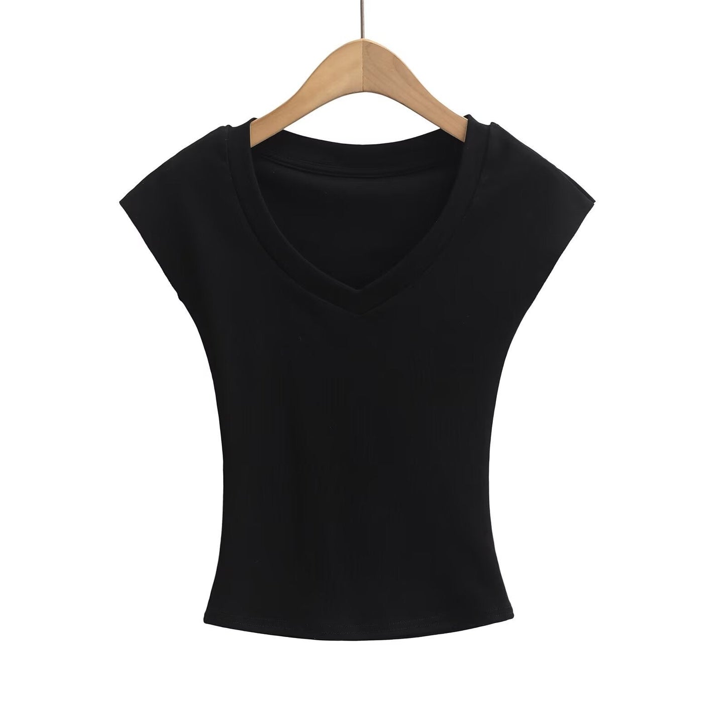 Kvinnors T-shirt V-hals Modern Snitt 100% Bomull 3