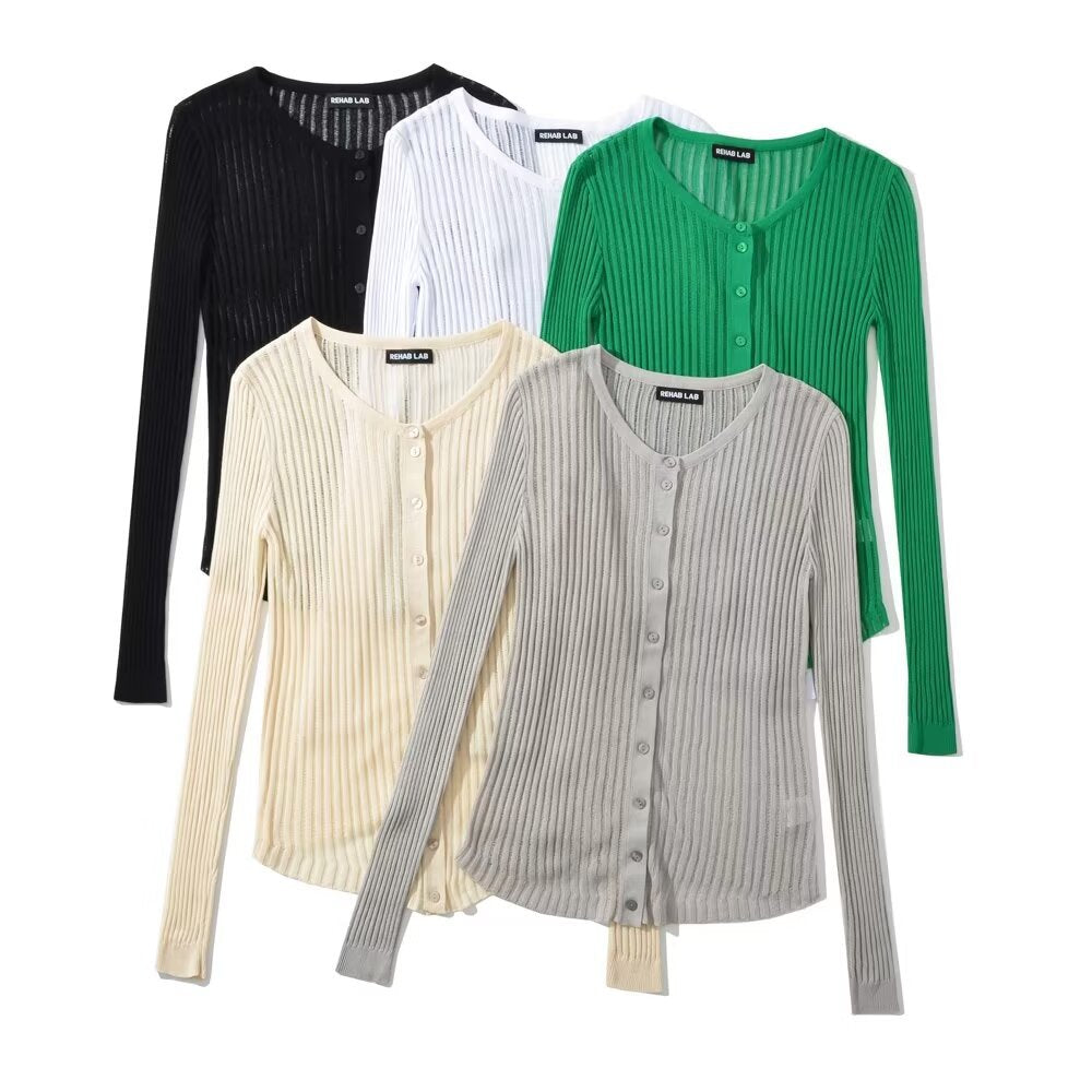 Dam Cardigan Slim Fit Lätt Andningsbart Material-3