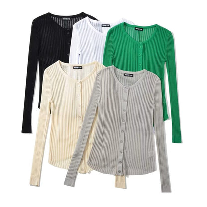 Dam Cardigan Slim Fit Lätt Andningsbart Material-3