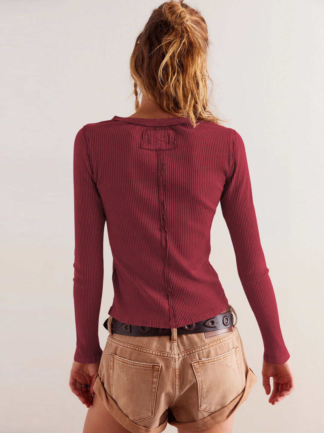 Dam Knappkardigan Ribbstickad Viskos Spandex-3
