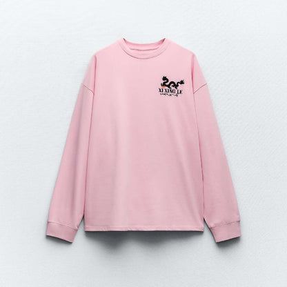 Stickad Dam Tröja Minimalistisk Design Bomullsblandning-3