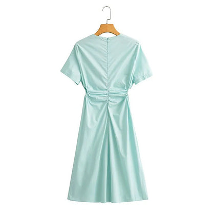 Kvinnors Wrap-Klänning V-Hals Rüsch Detaljer Andningsbara Tyger-2