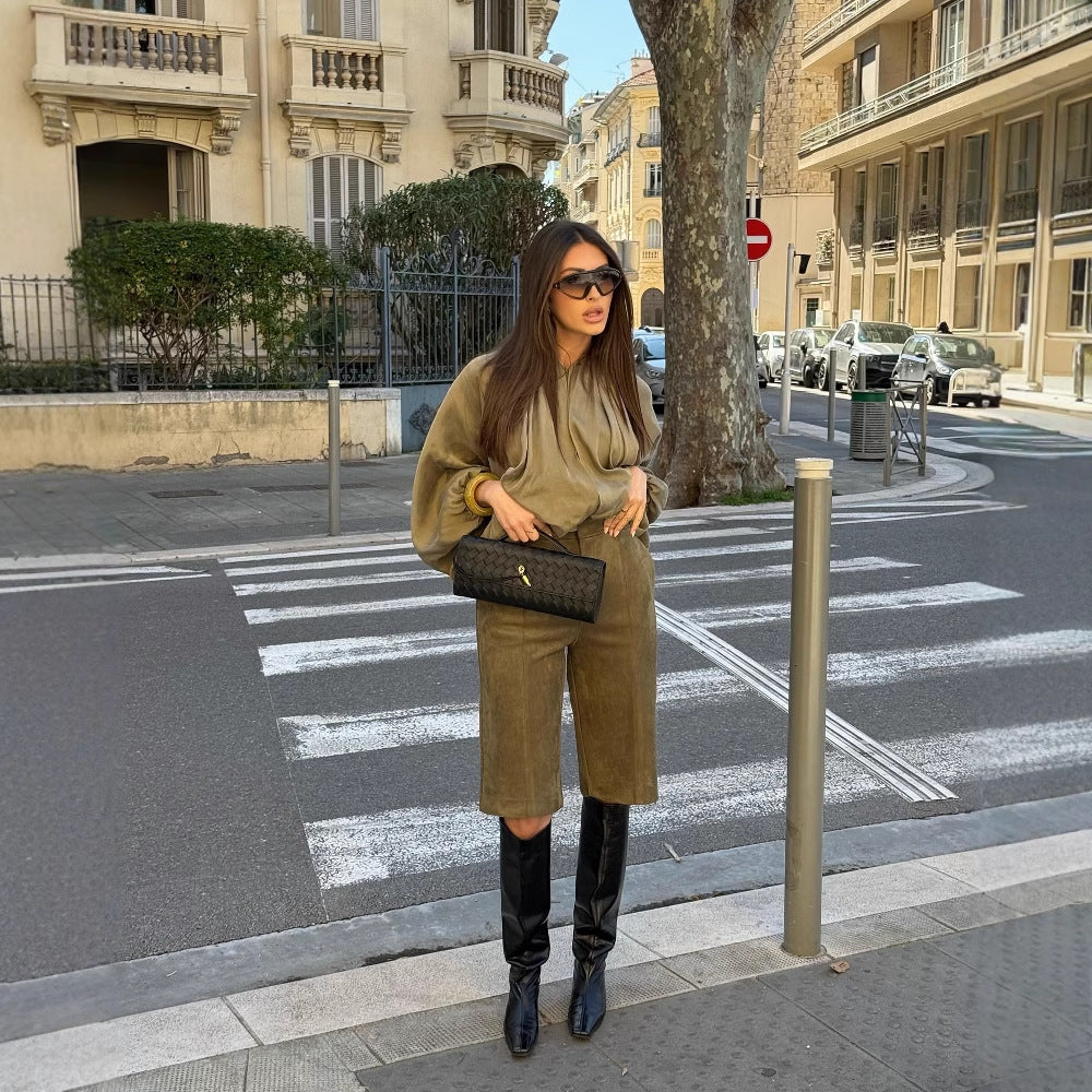 Dam Jumpsuit Överdimensionerad V-Hals Draperad Design Mjuk Tyg 3