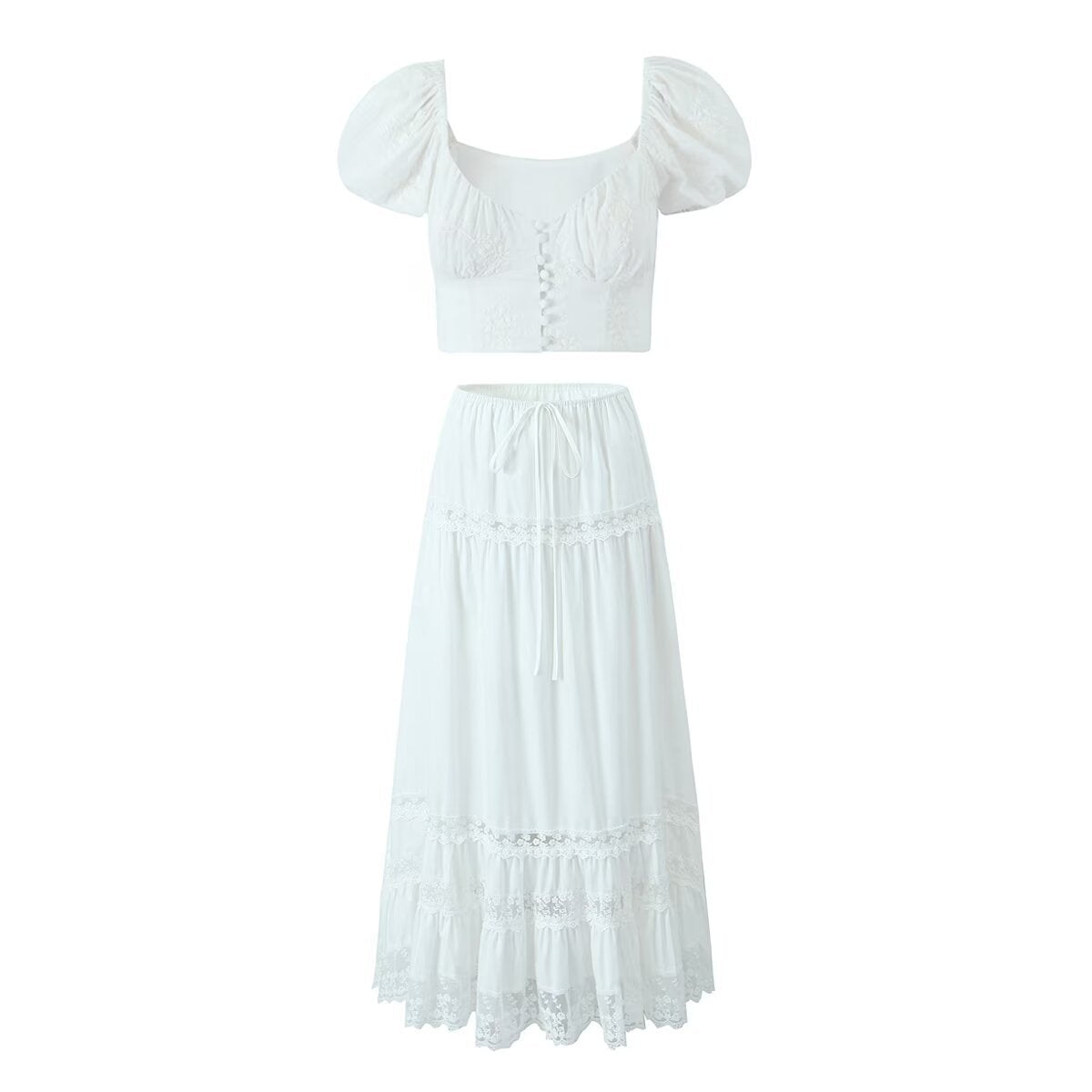 Variant image for Kvinnors Kort Topp med Broderi Hög Midja Polyester-7