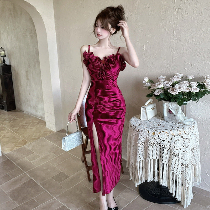 Fina Dam Klänningar Blommig Spaghetti Strap V-Hals Polyester-3