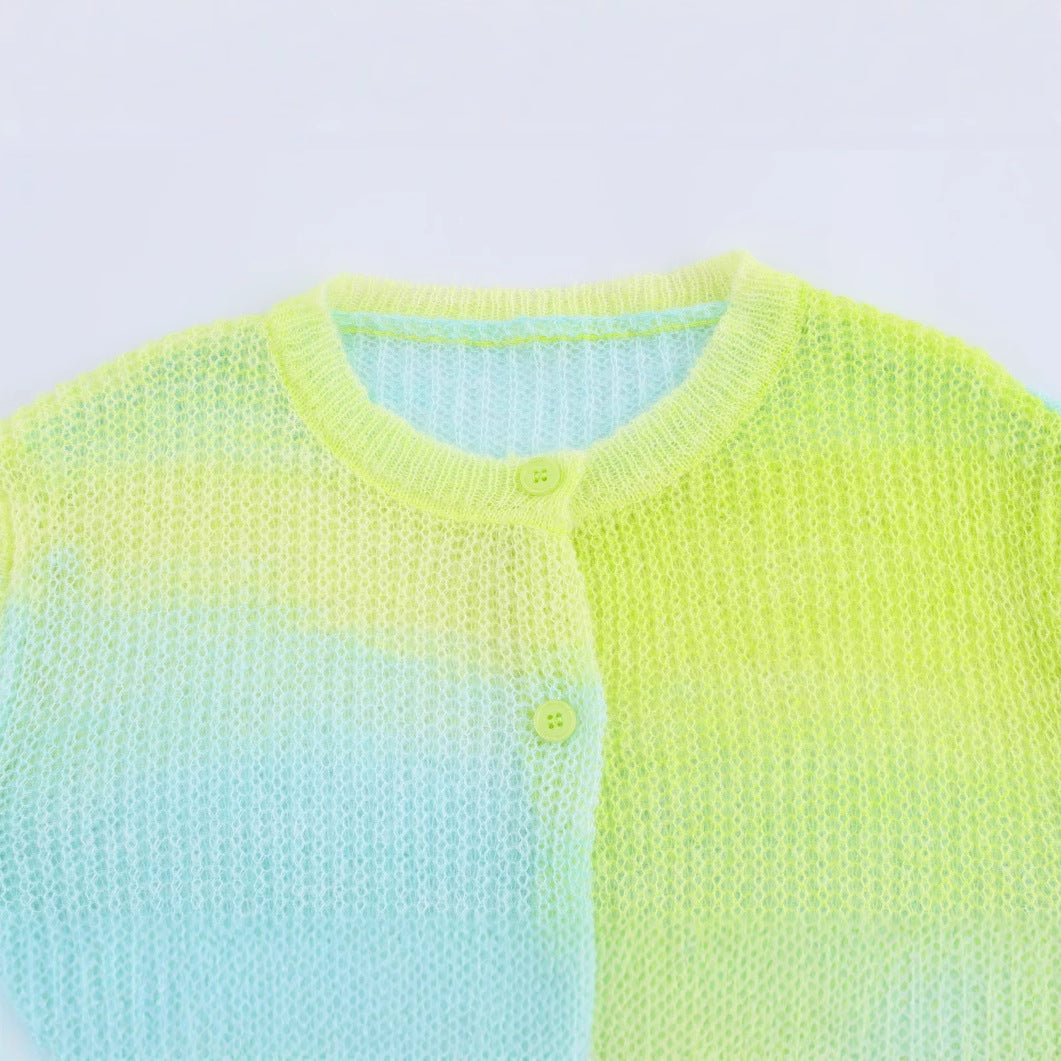 Kvinnors Cardigan Färggradient Mjuk Material-4