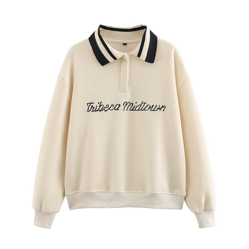 Kvinnors Poloskjorta Avslappnad Snitt Bomullsblandning Modern Krage 1