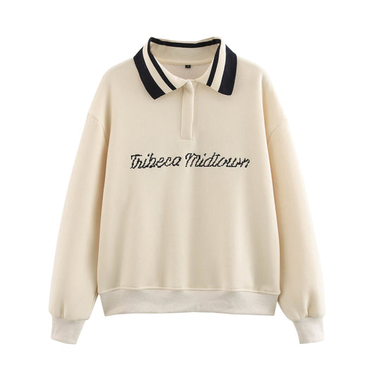 Kvinnors Poloskjorta Avslappnad Snitt Bomullsblandning Modern Krage 1