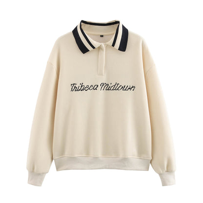 Kvinnors Poloskjorta Avslappnad Snitt Bomullsblandning Modern Krage 5