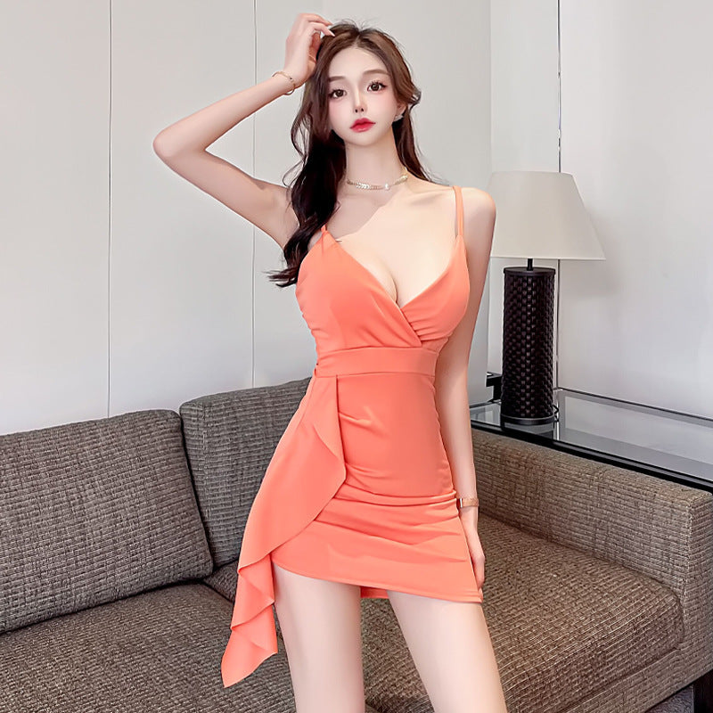 Damklänning Bodycon V-ringad Spaghetti Band Polyester-2