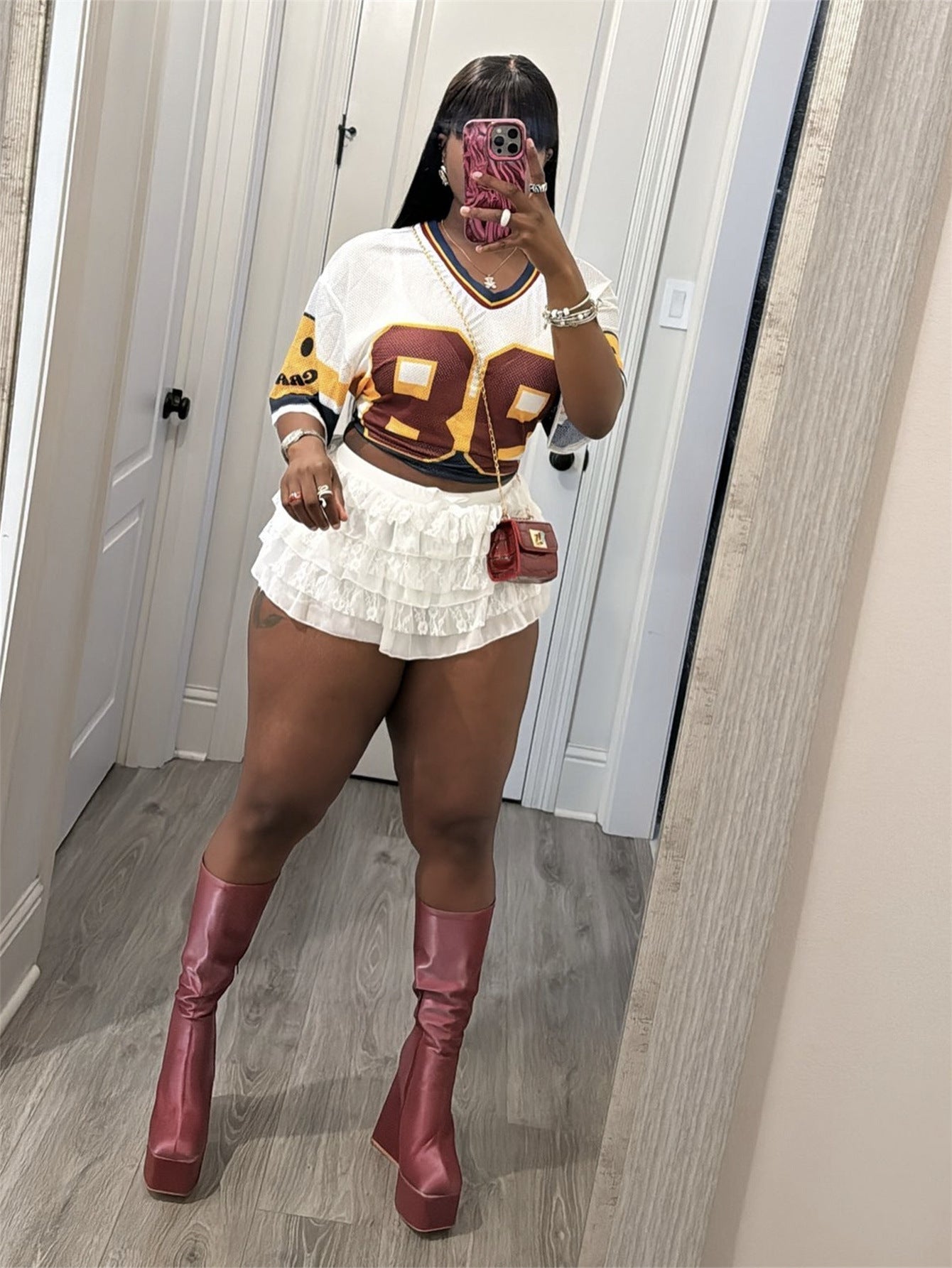 Variant image for Dam T-shirt V-ringning Kort Ärmar Färgblock Polyester-1