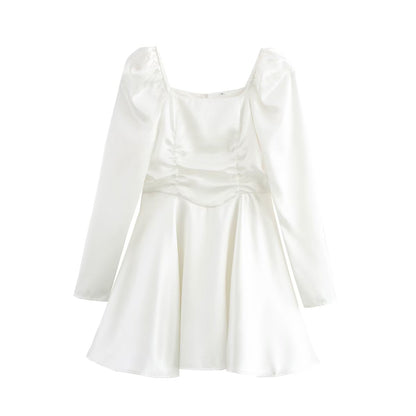 Kvinnors Midi Klänning Fyrkantig Halsringning A-linjeformad Polyester-1