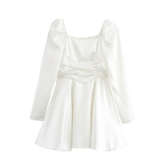 Kvinnors Midi Klänning Fyrkantig Halsringning A-linjeformad Polyester-1