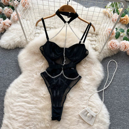 Damunderkläder Set Hög Midja Polyester Snygga Underkläder Body-1