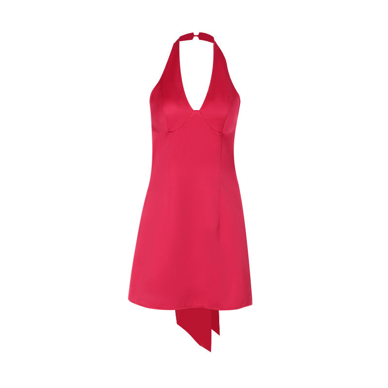 Kvinnors Klänning Djup V-ringning Svängande Kjol Lätt Tyg 6