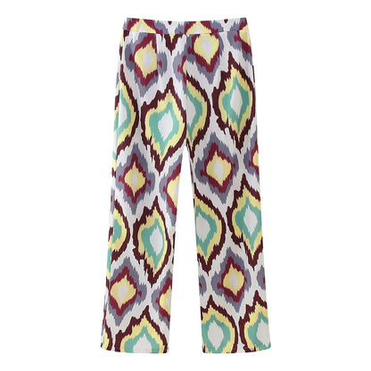 Kvinnors Avslappnad Kappa och Långa Byxor Diamantmönster Polyester-4