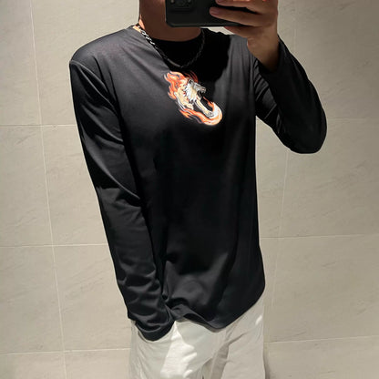 Dam Långärmad T-shirt Djurmönster 100% Bomull-2