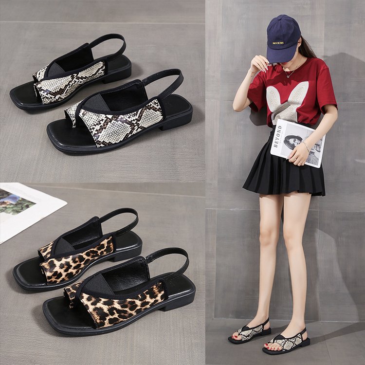 Kvinnors Slingback Sandaler i Ormhud och Leopardmönster – Justerbar Rem och Vadderad Innersula för Komfort 1